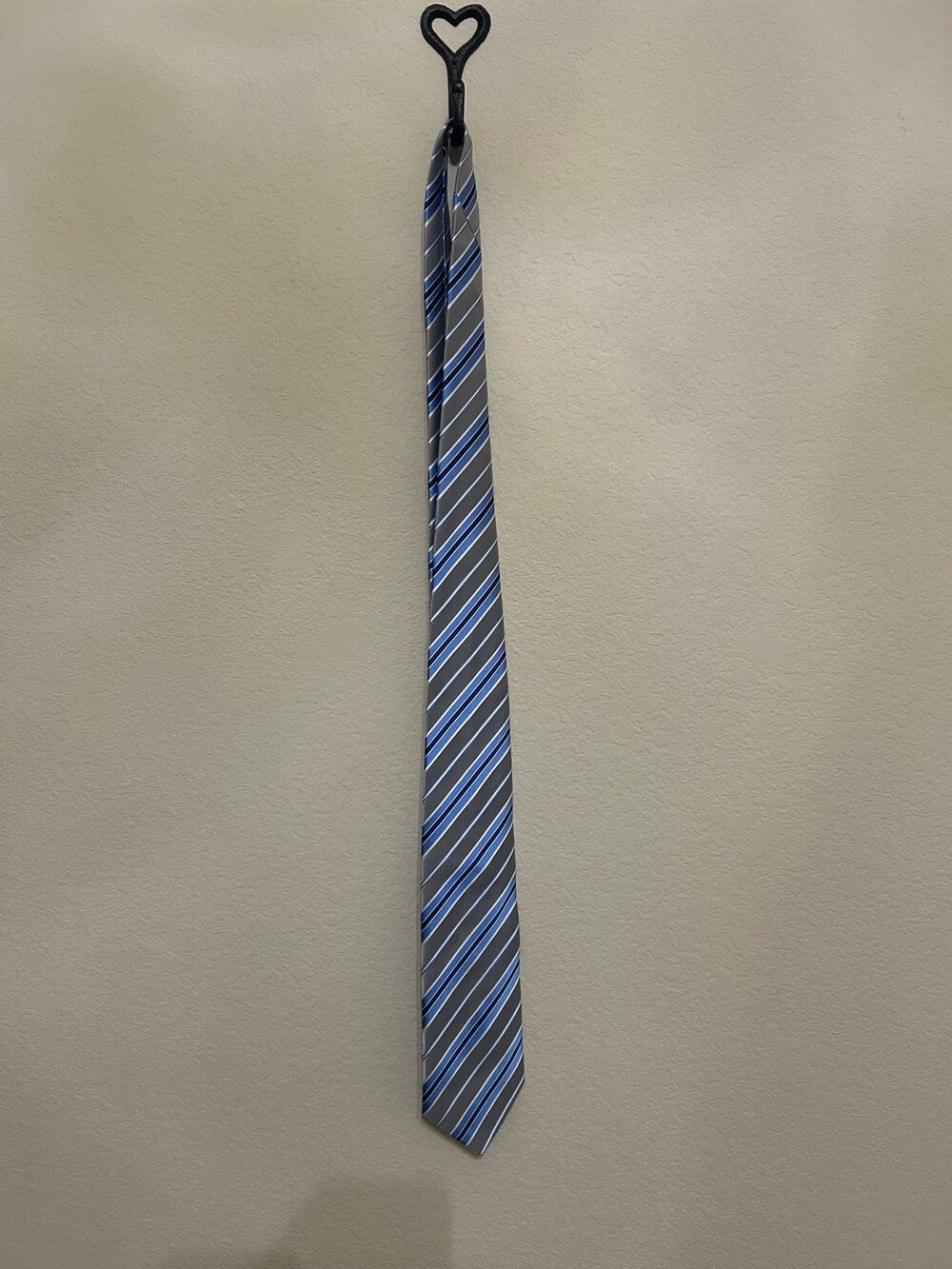 Dolce & Gabbana Tie Silver Blue Stripes Silk Necktie Designer Luxury Formal